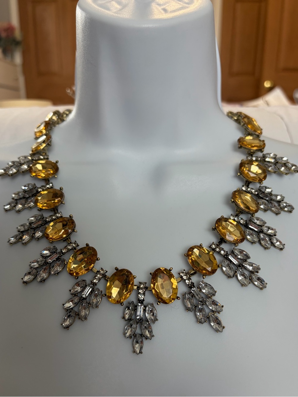 NWOT Aratta Silent Journey- Gold-Tone Topaz Crystal Statement Necklace - Picture 3 of 16